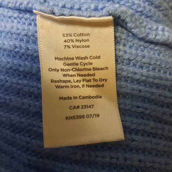 Talbots light blue flap down split neck  collar long sleeve sweater MD - Picture 4 of 4